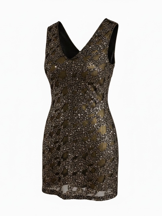 Express Dresses & Skirts - Express Metallic Bronze Sequin V-Neck Mini Dress medium